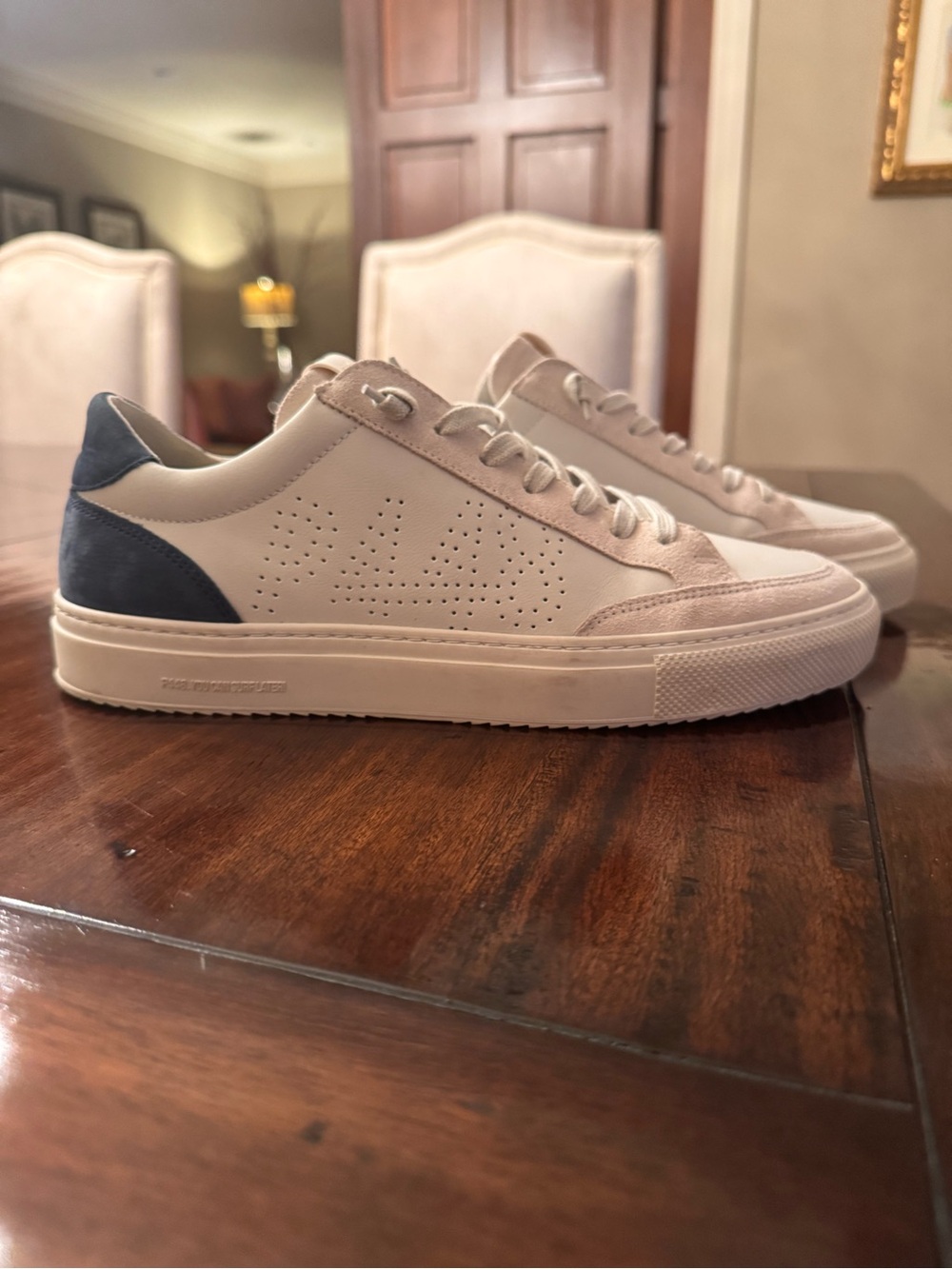 Men's P448 • White with Navy and Grey Trim